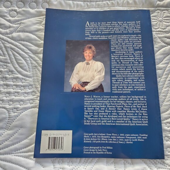 Threads Of Time By Nancy J. Martin 1990 Quilting Pattern Book, Softcover - Picture 2 of 12